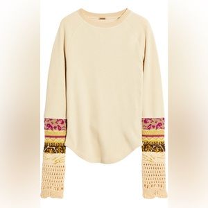 Free people in the mix jacquard cuff top